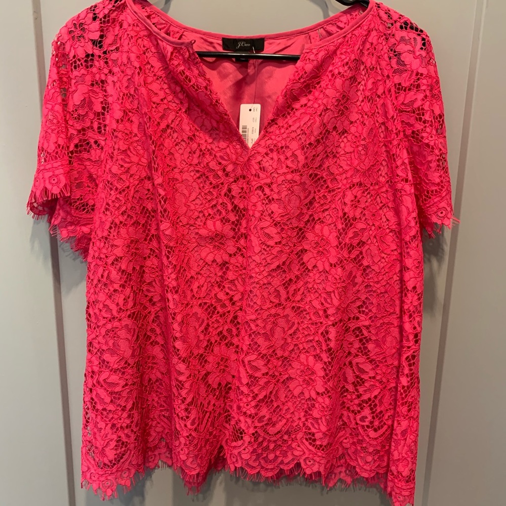 Bright Pink Lace Top